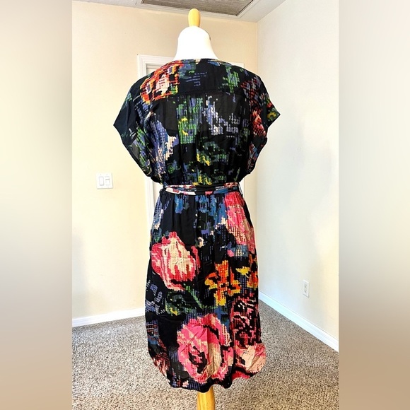 Anthropologie Astrid Needlepoint Floral Pockets V-Neck Dress Modal bobo size M - Picture 11 of 13